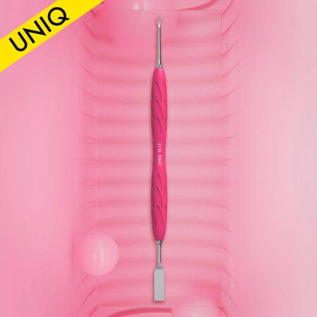 Staleks Kopytko do manicure Gummy z silikonową rękojeścią UNIQ 11 Type 1 (popychacz płaski prosty i pierścień )