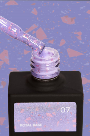NAILSOFTHEDAY Potal Base 07 – fioletowa baza z miedzianymi holograficznymi płatkami, 10 ml